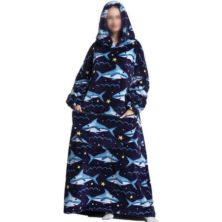 

MAWCLOS Women Fruit Printed Sleep Dress Fluffy Nightshirt Night Gowns Fuzzy Fleece Hoodies Dresses Nightdress Sleepwear Nightgowns Shark Print
