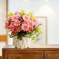 thumbnail image 2 of VQPeo Fake Flowers in Vase, Small Artificial Silk Flowers with Vase, Faux Flower Arrangement for Home Office, Coffee Dining Table Centerpiece Decor, 2 of 5