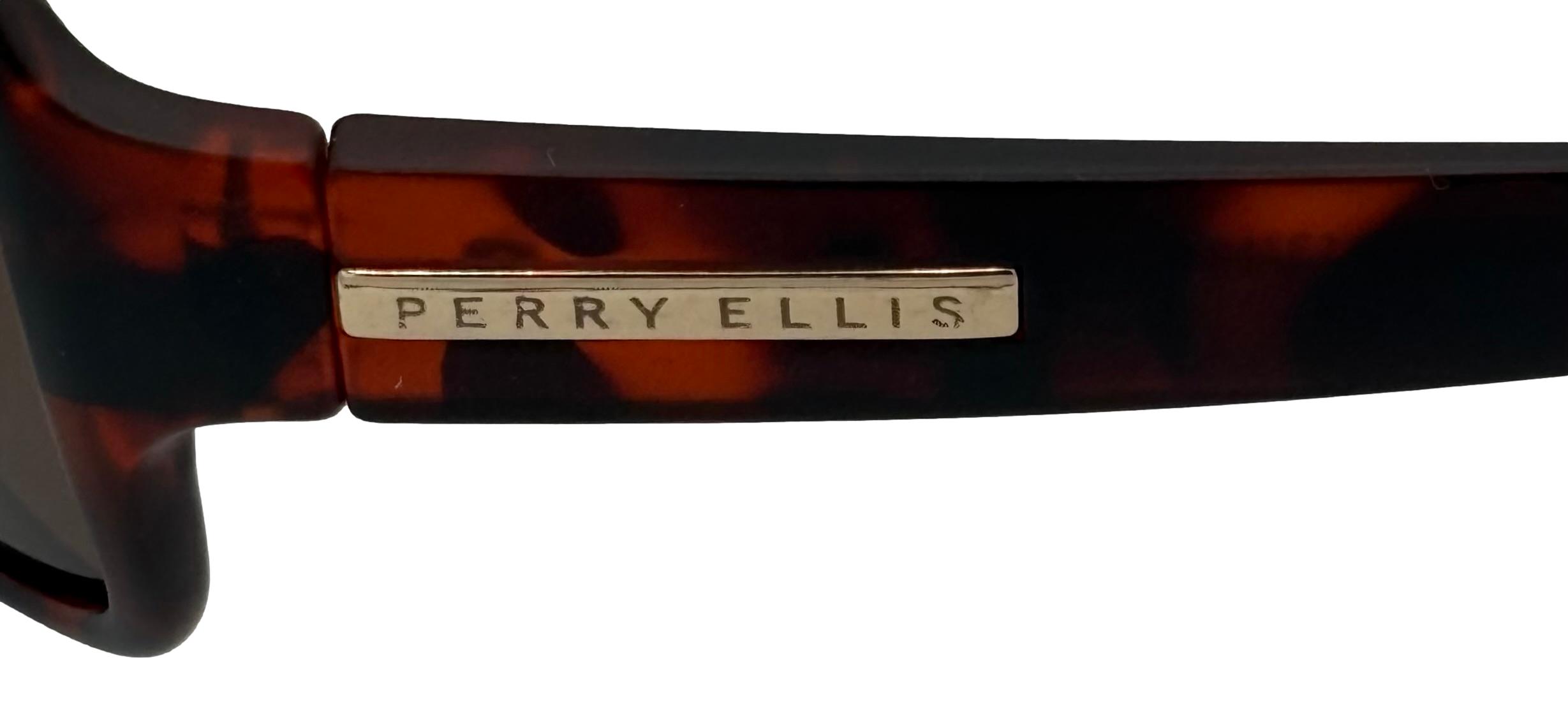Perry Ellis Matte Demi Plastic Men's Sport Wrap Sunglasses, Brown Lens
