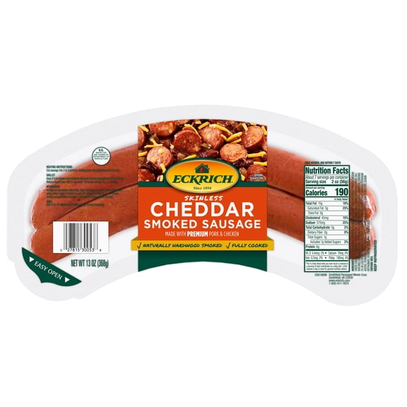 Eckrich Skinless Cheddar Smoked Sausage, 13 oz