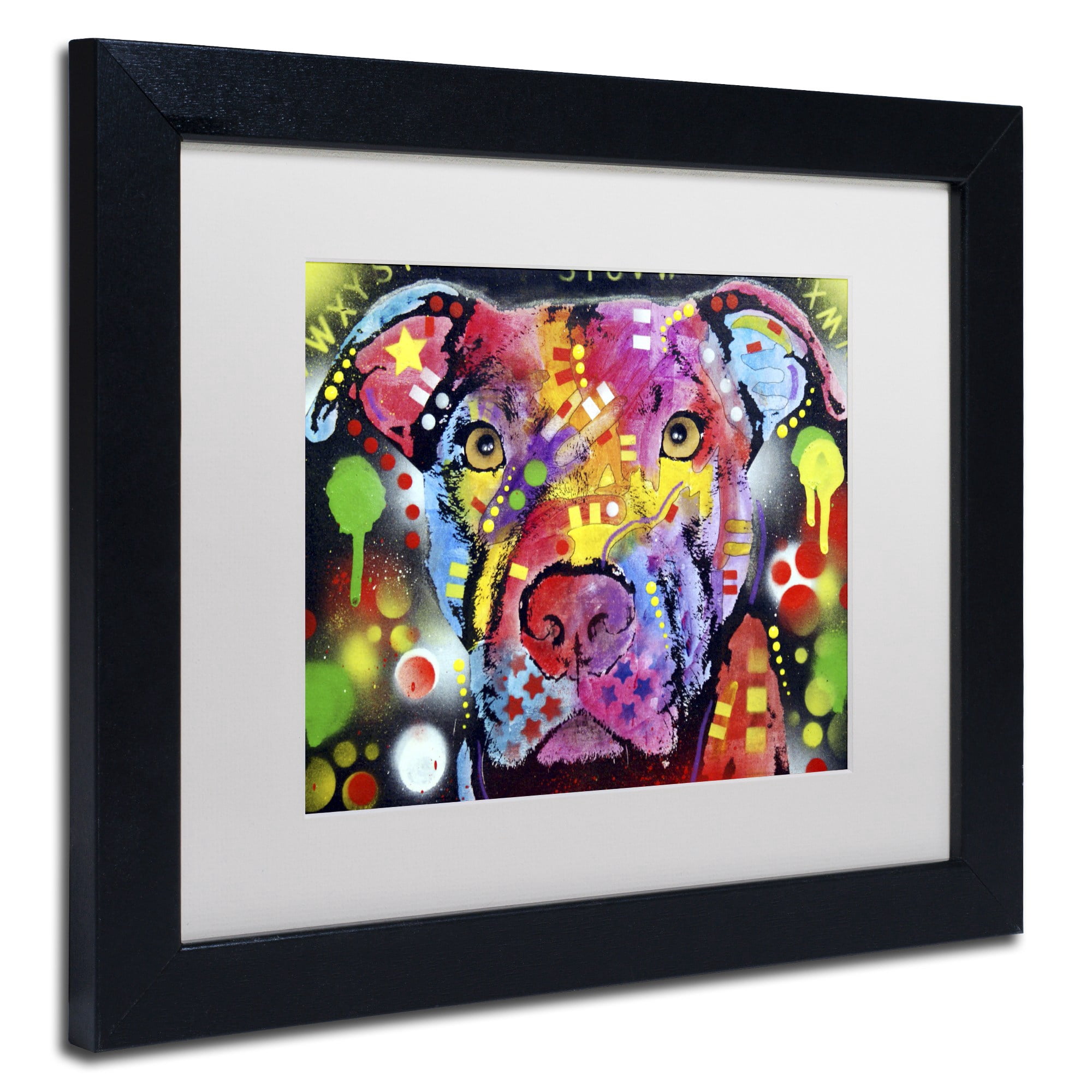 Trademark Fine Art "The Brooklyn Pit Bull" Canvas Art by Dean Russo, White Matte, Black Frame