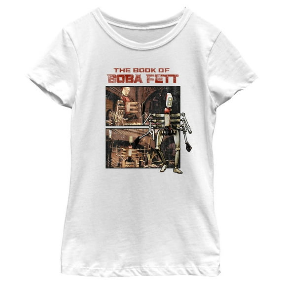 Girl's Star Wars: The Book of Boba Fett COO Cook Droid Graphic Tee White X Large
