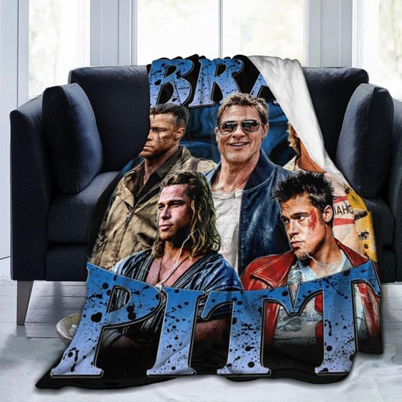 Brad Actor Pitt Throw Blanket Flannel Blanket Warm Soft Microfiber Blanket for Living Room Couch Sofa Bedroom Decor Gifts 40""x30"", Black