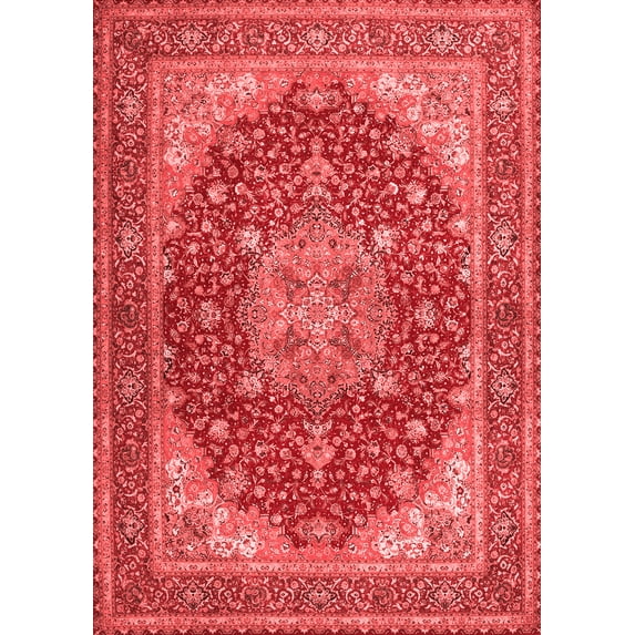 Ahgly Company Indoor Rectangle Medallion Red Traditional Area Rugs, 6' x 9'