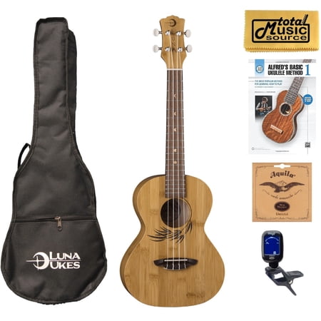 Luna Guitars Bamboo Tenor Ukulele Book Bundle, UKE BAMBOO T