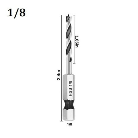 

6.35mm QuiFor CK Change Hex Shank 3-Point Stubby Drill Bit Set for Woodworking
