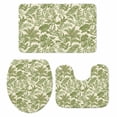 thumbnail image 2 of Tropical Plant Leaves Bathroom Rugs Set Watercolor Palm Leaf Linen Texture Non Slip Absorbent Soft Bath Mats 3 Piece Set with Bathroom Rug, U-Shaped Floor Mat, Toilet Seat Cover Small Size, 2 of 9
