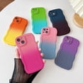 thumbnail image 2 of Gradient Solid Color Curly Wave Frame Soft Compatible with iPhone Case (Orange,iPhone 12), 2 of 12