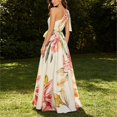 thumbnail image 2 of Zehjuhan Women's Flowy Sleeveless Maxi Dress with Ruching Tie Waist & A-Line Silhouette – Floral Print for Party & Vacation Apricot，S, 2 of 6
