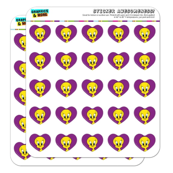 Looney Tunes Tweety Bird Heart Shaped Planner Calendar Scrapbook Craft Stickers