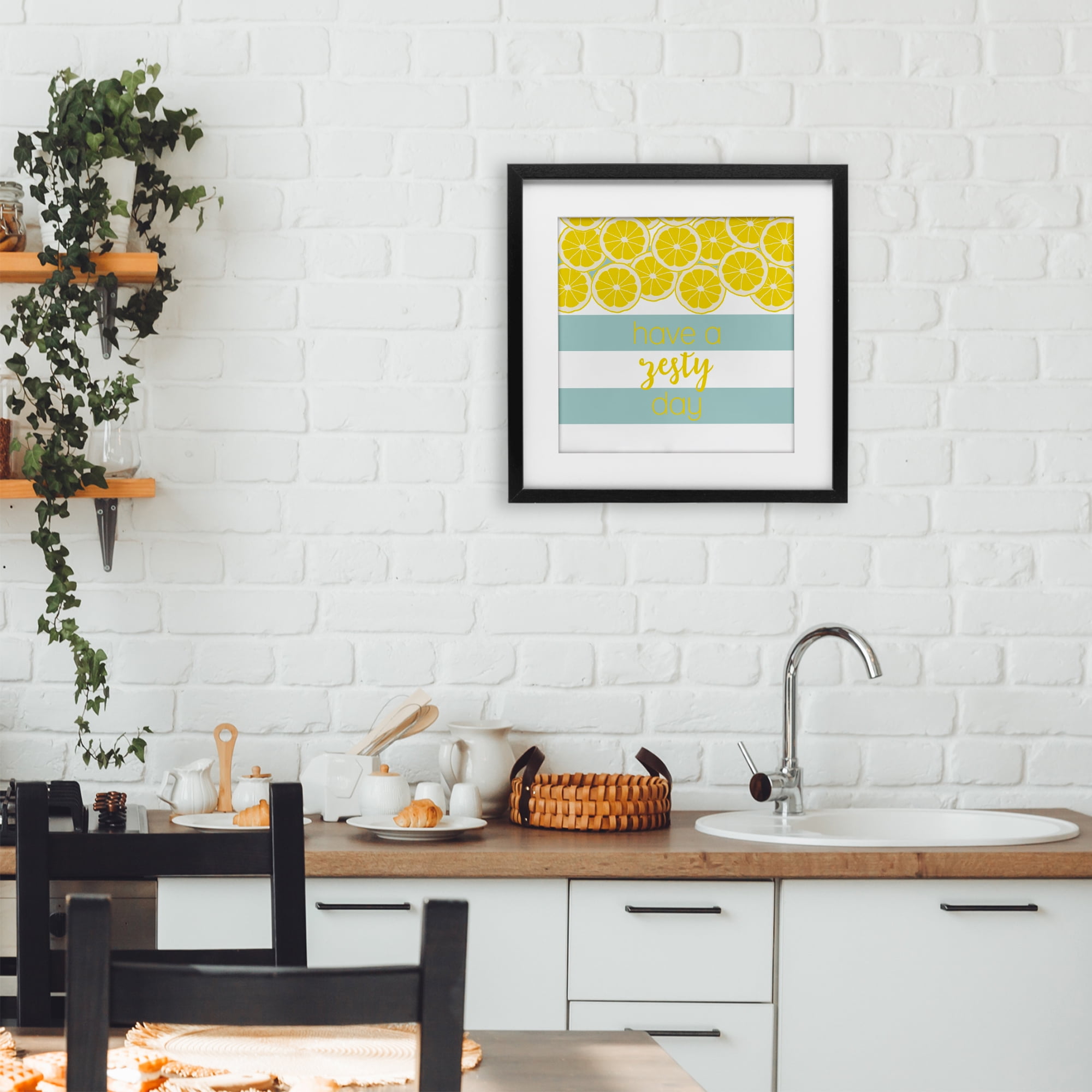 Stupell Industries Zesty Citrus with Stripes Black Framed Print Under Glass, design by Anna Quach