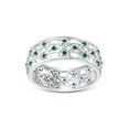 thumbnail image 2 of AFFY Round Simulated Emerald Hollowing Flower Ring for Women 14K White Gold over Silver-6, 2 of 5