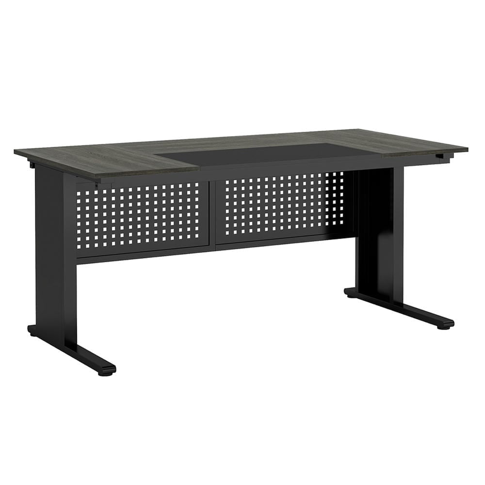Barara King Home Office Desk, Computer Desk,Industrial L-Shaped Desk, 63" Computer Executive Desk with File Cabinet, Gray & Black