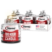 Sterno 100-Hour Emergency Candles - Long Burning Unscented Candles for Emergencies and Power Outages - Burns Up to 100 Hours - Set of 6 - Clean Burning Liquid Paraffin