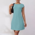 thumbnail image 2 of Women's Sexy Low Back Mini Dress Short Sleeve Crew Neck A-Line Graduation Sundress, 2 of 6