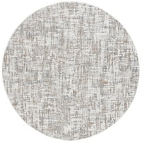 SAFAVIEH Courtyard Deitra Abstract Indoor/Outdoor Area Rug, Ivory/Dark Grey Brown, 6'7" x 6'7" Round