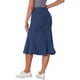thumbnail image 3 of Falda de mezclilla casual INSPIRE CHIC para mujer, de talle alto, en línea A, con vuelo, midi, tamaño L, azul medio, 3 of 6
