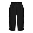 thumbnail image 5 of Mlzmgr Capri Pants for Women Cargo Drawstring Elastic Waist Pants with Pockets Jogging Hiking Capris, 5 of 5