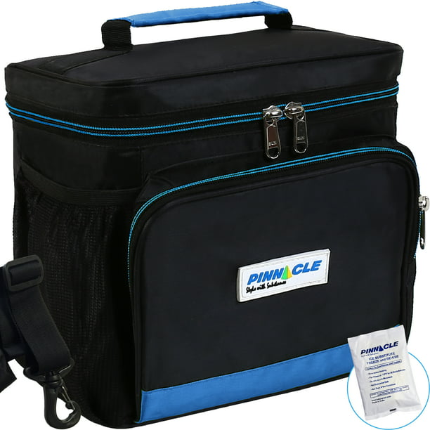 INSULATED LUNCH BAG KIT For Work - Pinnacle Cooler Bag for Men, Women,  Adults + BONUS GEL ICE PACK - Durable Nylon, Double Zipper, Adjustable  strap - 