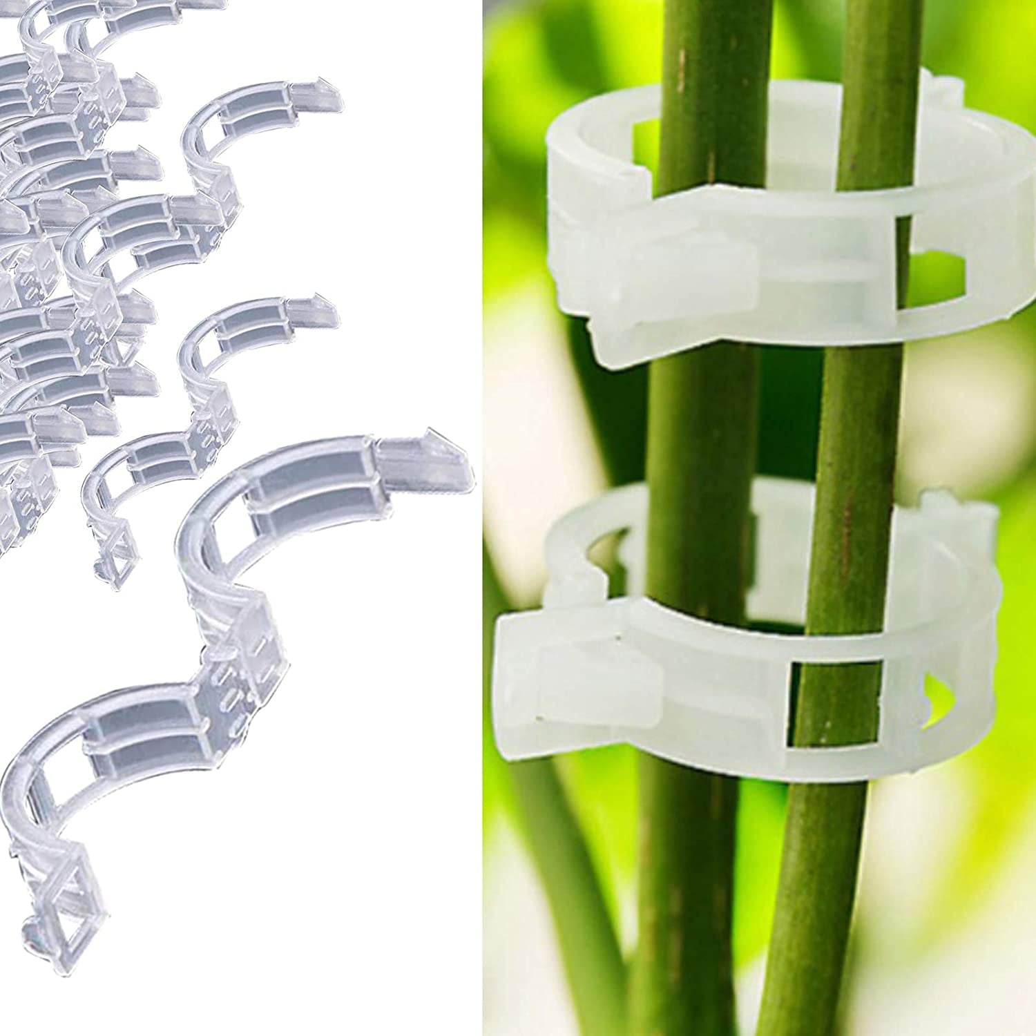 200pcs Plant Support Clamps, Reusable 22mm Transparent Garden Greenhouse Support Clamps for