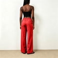 thumbnail image 4 of Sewkxo Women's Wide Leg Beach Pants Elastic Waist Lightweight Casual Palazzo Lounge Trousers with Pockets,Red 2XL, 4 of 5