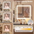 thumbnail image 2 of Bingirl Vanity Desk with Mirror and LED Lights, Makeup Vanity Desk with Power Outlet, 3 Lighting Color Adjustable, 2 Large Drawers, Dressing Table with Storage Stool Vanity, 2 of 9