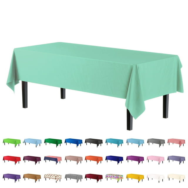 Exquisite Mint Plastic Tablecloth Cover - 54" x 108" - Heavy Duty - Disposable - Single Count