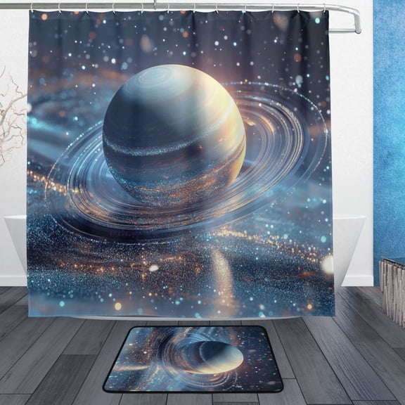 BZSMCE Shower Curtain and Bath Accessory Set,Celestial Serenity Pattern