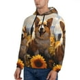 thumbnail image 3 of Wukai Cute Corgi Sunflower Print Men Hoodies Fleece Sweatshirts Long Sleeve Sweaters Pullover Fall Outfits Winter Clothes-Medium, 3 of 7