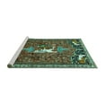 thumbnail image 2 of Ahgly Company Machine Washable Indoor Round Animal Turquoise Blue Traditional Area Rugs, 6' Round, 2 of 4