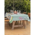 thumbnail image 2 of Outdoor Tablecloth with Umbrella Hole and Zipper, Easter Bunny Rectangle Table Cloth 60x84 Inch Waterproof Tablecloth, Eggs Cute Rabbit Green Wooden Plank Country Picnic Table Cover for Patio Camping, 2 of 7