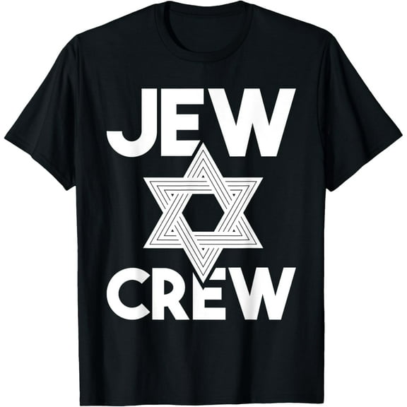 Jew Crew - Jews Jewish Hebrew Israel Israelite Star Of David T-ShirtMen's and women's gift, black and white T-shirt, size: Extra large S-4XL