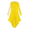 thumbnail image 6 of YONGHS Women Metallic Color Block Lyrical Dance Dress Liturgical Dancewear Praise Tunic Overlay Yellow L, 6 of 7