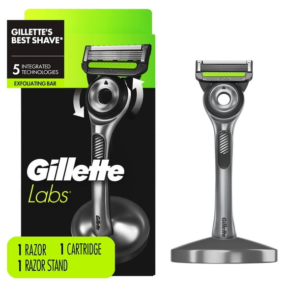 GilletteLabs with Exfoliating Bar by Gillette Razor for Men - 1 Handle, 1 Razor Blade Refill, Includes Premium Magnetic Stand