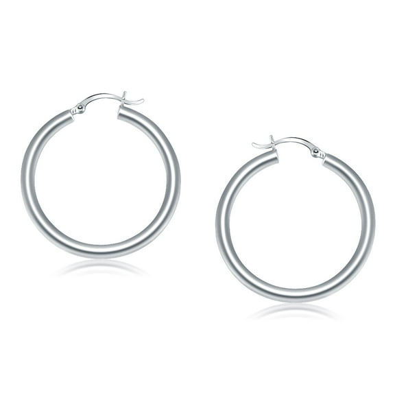 14k White Gold Polished Hoop Earrings (40 mm) 4.4 grams