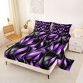 thumbnail image 2 of Manfei Black Purple Queen Sheets, Gradient Wave Striped Queen Sheet Sets, Black Reversible 4 Pieces1 Flat Sheet + 1 Fitted Sheet + 2 Pillowcases, 2 of 6