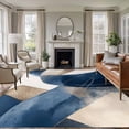 thumbnail image 2 of Navy Blue Geometric Large Area Rugs for Bedroom Living Room, Soft Non Slip Carpet Bedside Rug, Abstract Art Modern Rectangular Floor Cover Kitchen Accent Rug 5'x7' for Dining Room/Office, 2 of 9