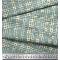 thumbnail image 3 of Soimoi Green Silk Fabric Check & Floral Print Fabric by Yard 42 Inch Wide, 3 of 3