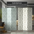 thumbnail image 2 of Red Lantern 6 ft Tall Ivory Damask Canvas Room Divider with Spruce Wood Frame, 2 of 7