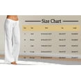 thumbnail image 3 of Titcea Linen Pants Women Drawstring Elastic High Waisted Wide Leg Flowy Palazzo with Pockets Summer Boho Casual Travel Vacation Pants White L, 3 of 6