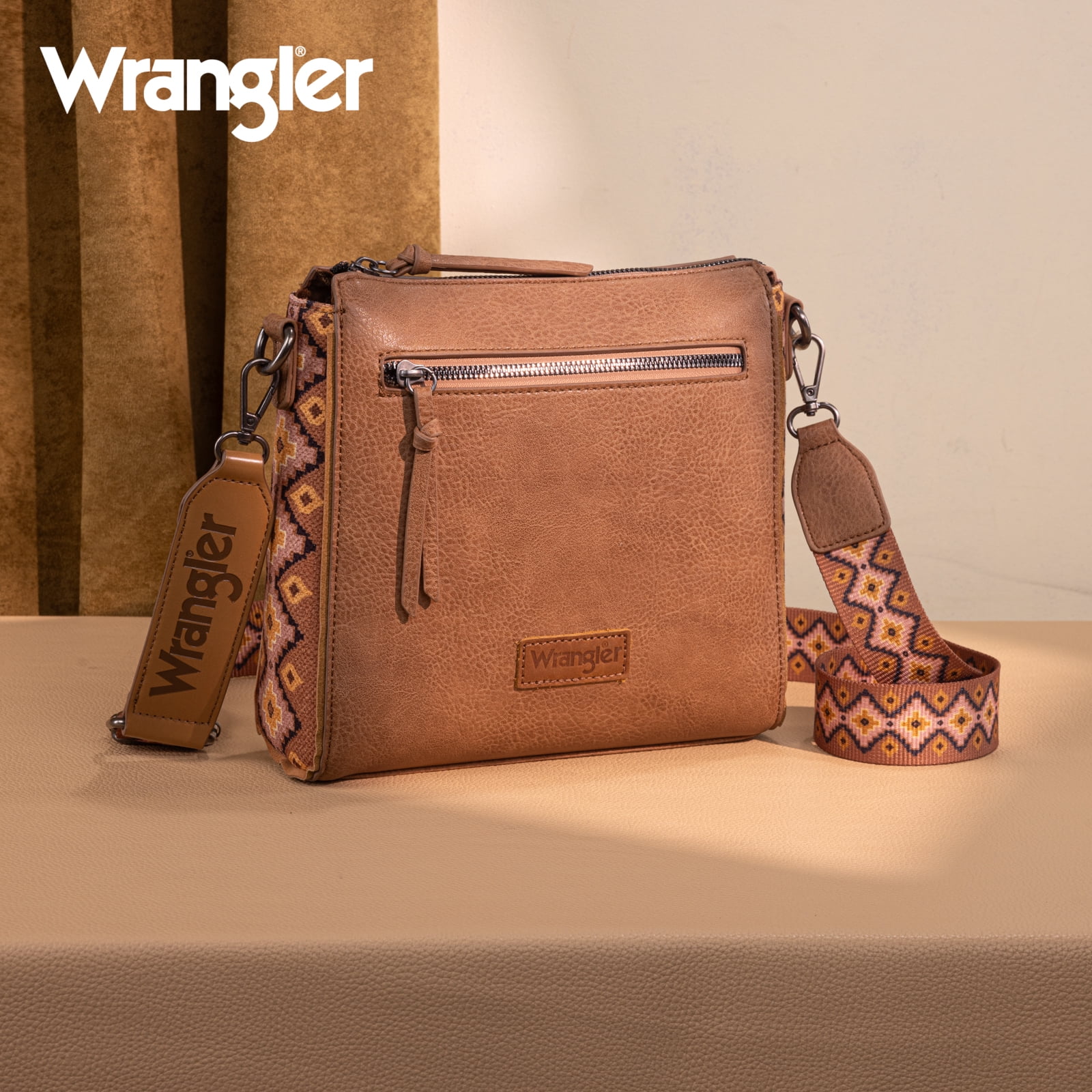 Wrangler Aztec Crossbody Bags Boho Shoulder for Women, Brown