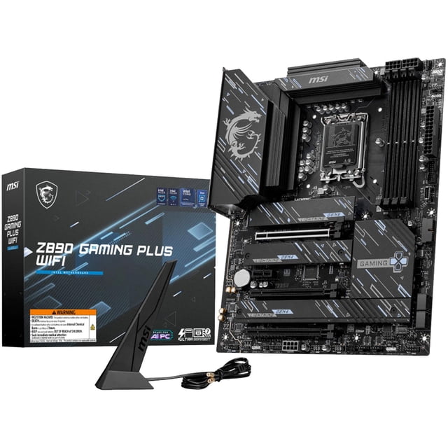 Tarjeta Madre MSI Z890 GAMING PLUS WIFI LGA1851 4x DDR5 4x M.2 PCIe 5.0 USB-C WIFI 7 ATX Negro