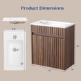 thumbnail image 3 of Ktaxon Modern Floating 18" Bathroom Vanity Cabinet with Sink Top, Fluted Wall Mounted Bathroom Storage Cabinet, Walnut, 3 of 9