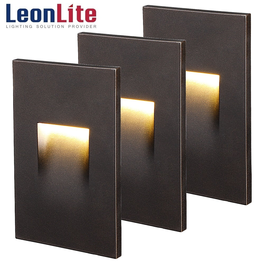 LEONLITE 3 Pack Indoor/Outdoor Stair Light, LED Step Light, ETL Listed