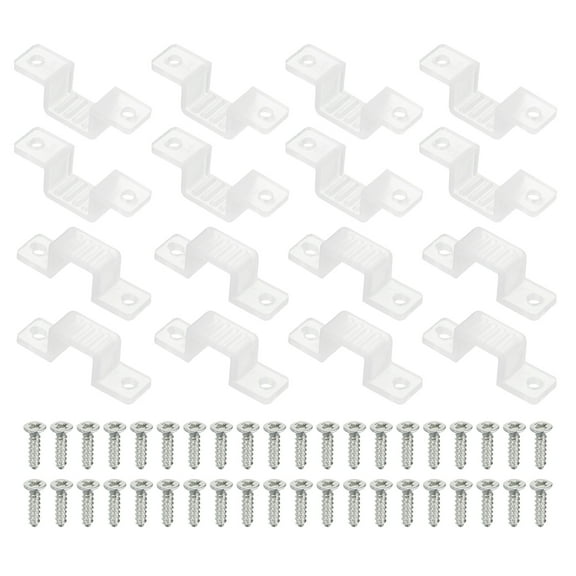 Uxcell LED Strip Light Clips, 50 Pack Mounting Bracket Hard Fixing Clips Clamp Holders with Screws for 10mm Wide 3528/5050 Neon RGB Light Cable Ribbon, Transparent