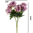 thumbnail image 3 of Enova Home 20" Mixed Artificial Silk Roses Faux Flowers Bush for Home Office Wedding Decoration (Purple), 3 of 3