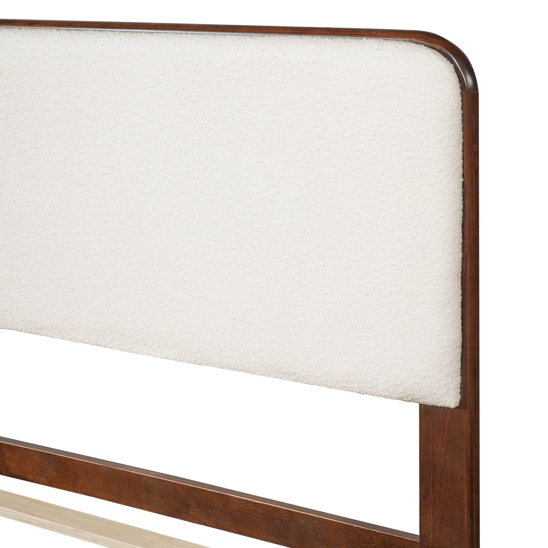 Christopher Knight Home Modern King Wood Bed Frame with Upholstered Headboard and Footboard, Walnut
