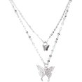 thumbnail image 1 of Sterling Silver Necklace Shining Butterfly Tassel Necklace Female Double Layer Pendant Clavicle Chain Wedding Party Jewelry, 1 of 5