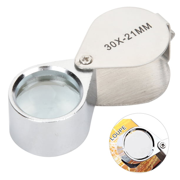 Mini Lupa de Vidrio, Marco de Acero inoxidable 1pcs Con Lupa de Joyeros Portátiles de Gancho, 49 G de Joyería para la Tabulación