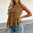 thumbnail image 6 of Kukoosong Women's Button Down Sleeveless Peplum Tank Tops, Ruffle Flared Hem Blouse, Lightweight Casual Vest Shirts for Summer Office Beach Daily Outfits, 6 of 7